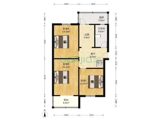 金沙巷10号 3室1厅1卫 73平方