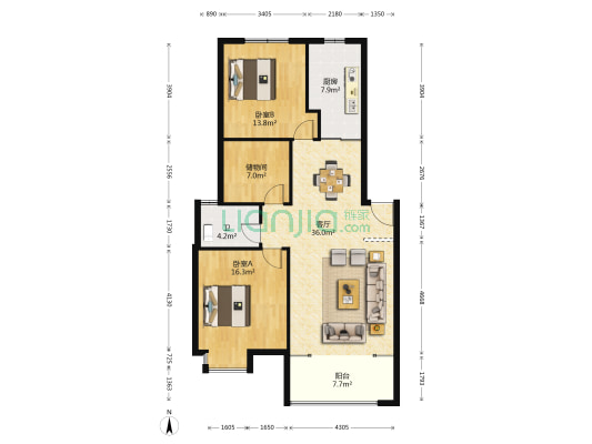景苑一区 2室1厅1卫 139平方