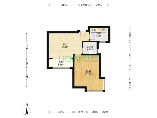 南仓新苑 1室1厅1卫 63平方