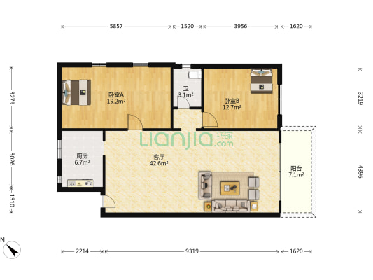 利民楼 2室1厅1卫 114平方