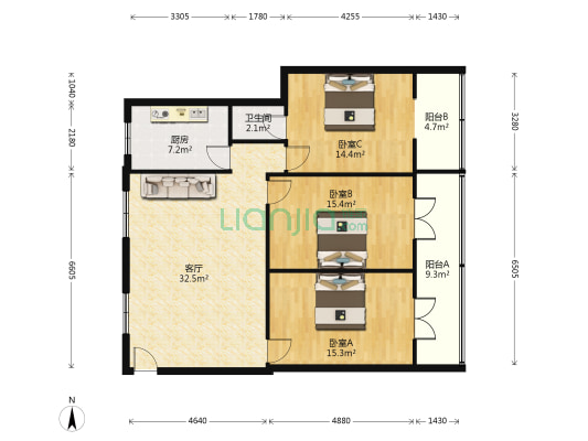 长江委二桥小区 3室1厅1卫 117平方