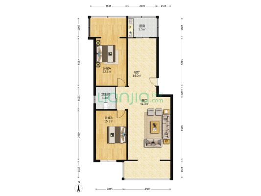 金城福苑 2室2厅1卫 101平方