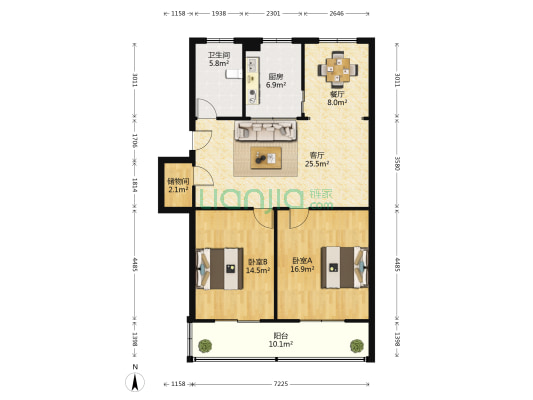 文定一村(南)住宅小区 2室2厅1卫 110平方