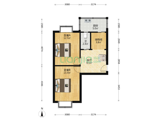 和平西路480号 2室1厅1卫 54平方