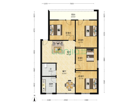 桂湖东路86号 4室2厅1卫 117平方