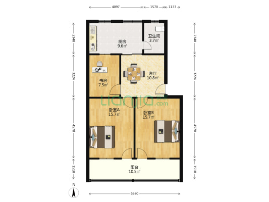 虹西路64号小区 3室1厅1卫 83平方