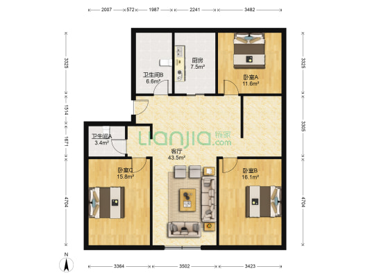 锦苑新村 3室1厅2卫 250平方
