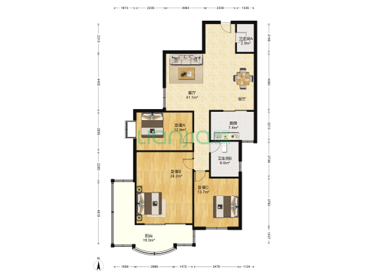 文化东路91号 3室1厅2卫 157平方
