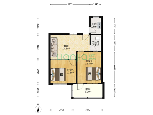 泰山管委东关宿舍 2室1厅1卫 54平方