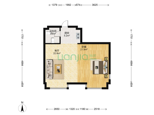 御景苑 1室1厅1卫 77平方