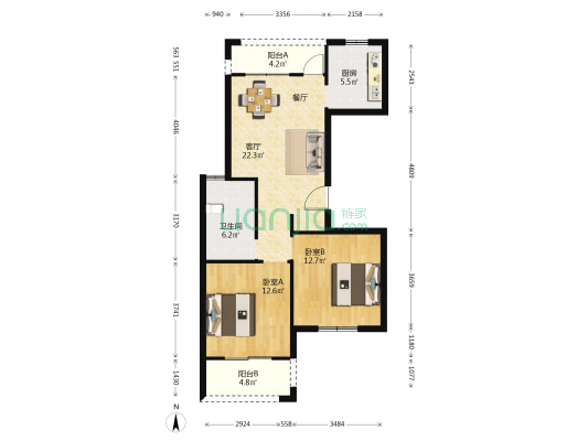 云海景苑 2室1厅1卫 90平方