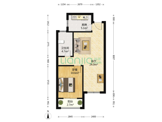 南岭新园B区 1室1厅1卫 72平方