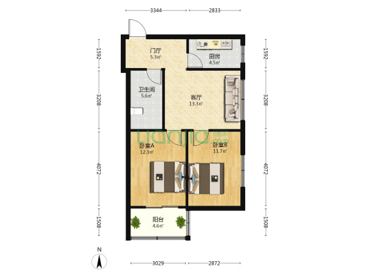 永泰小区 2室1厅1卫 75平方