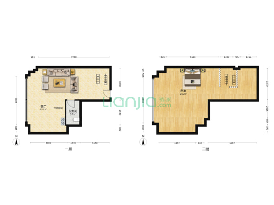 陕建航天新天地 1室1厅1卫 74平方
