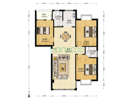 惠博苑 3室1厅2卫 99平方
