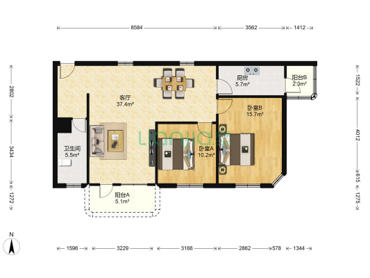 傍海小区 2室1厅1卫 106平方