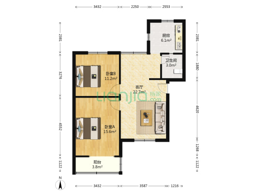 华新中街98号 2室1厅1卫 69平方