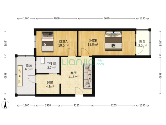 桐柏北路105-4号院 2室1厅1卫 59平方