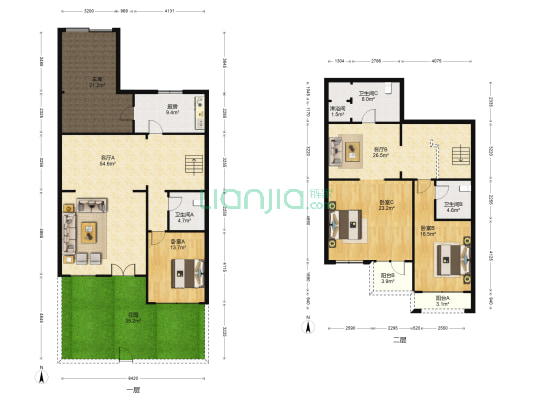 新湖美丽洲 3室2厅4卫 204平方