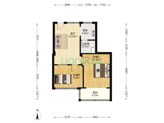 荣发小区 2室1厅1卫 57平方