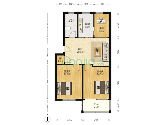 暨阳路230号 3室1厅1卫 90平方