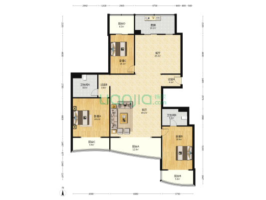 工商局宿舍 3室2厅2卫 242平方