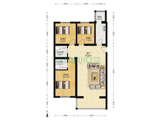 城后小区 3室1厅2卫 113平方