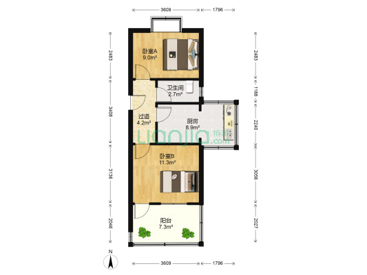 建筑新村南路4 2室0厅1卫 53平方