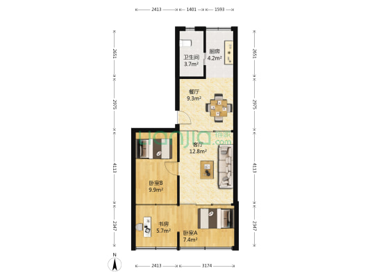 西湖路9号 3室2厅1卫 62平方