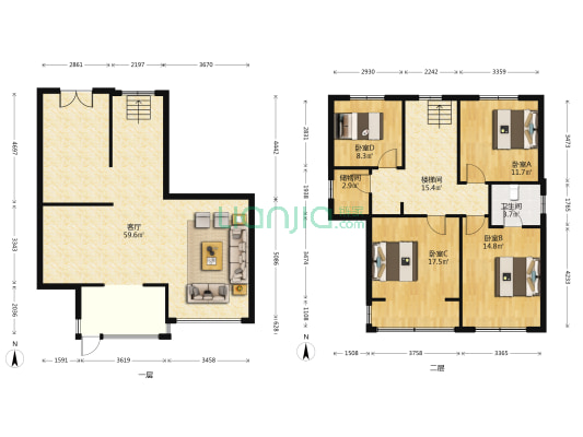 鲈乡园别墅区 4室1厅1卫 197平方