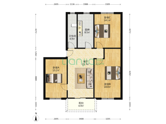 水利局家属院 3室1厅1卫 110平方