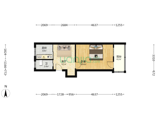 升州路289号 1室1厅1卫 41平方