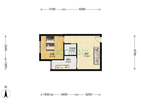 二道街226号 1室1厅1卫 45平方