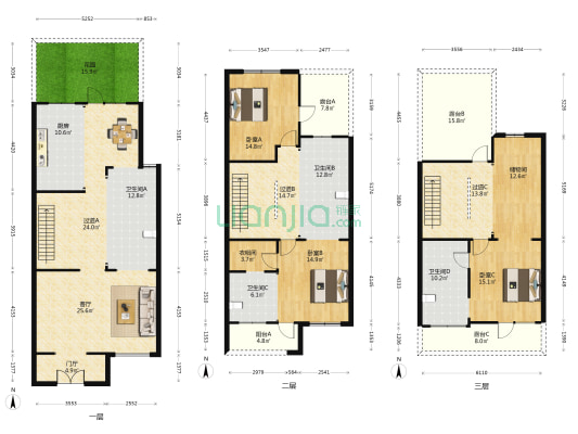 天一镜台山一期香颂 3室1厅4卫 203平方