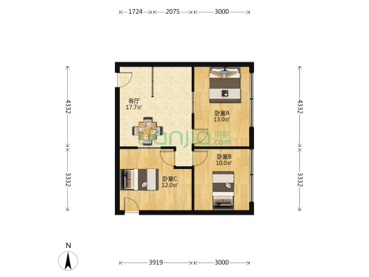 文二路(171号/173-279号) 3室1厅0卫 78平方
