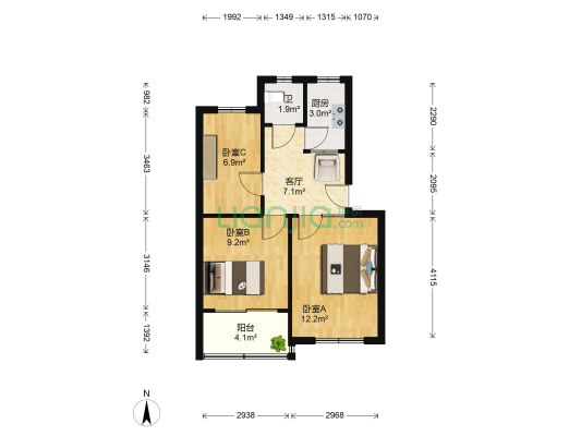 万春小区南区 3室1厅1卫 62平方