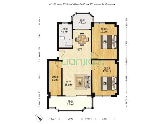 吉祥北园 2室1厅1卫 96平方