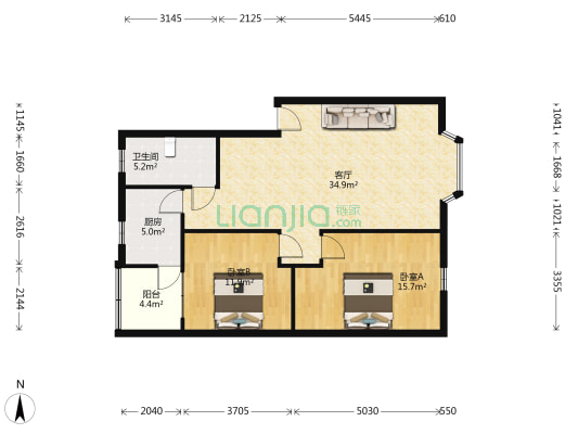 家和苑 2室1厅1卫 93平方