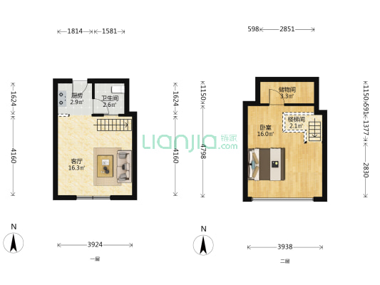 万科金色城品 1室1厅1卫 33平方