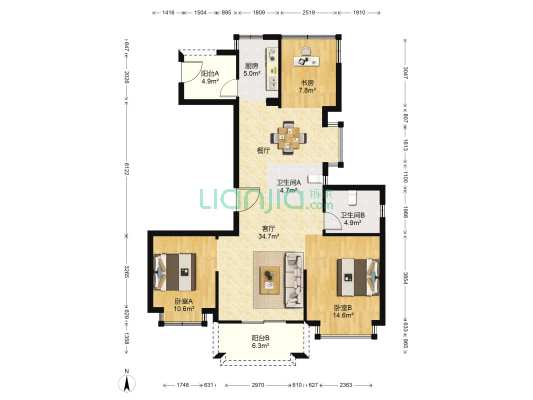 青秀澜湾 3室1厅2卫 120平方