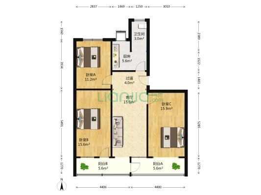 佛山苑四区 3室1厅1卫 42平方