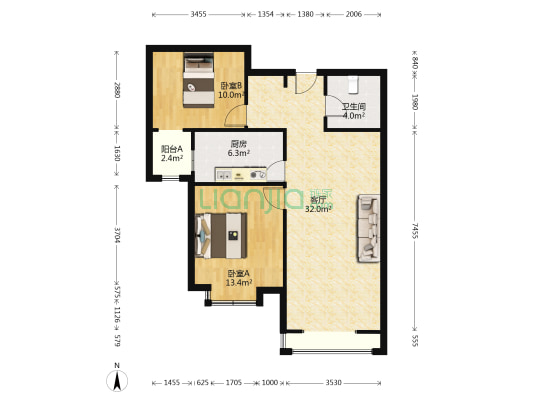 香邑溪谷  全南两居室  房本满二-户型图