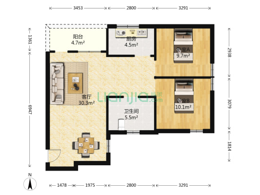 惠和大厦 2室1厅1卫 78平方