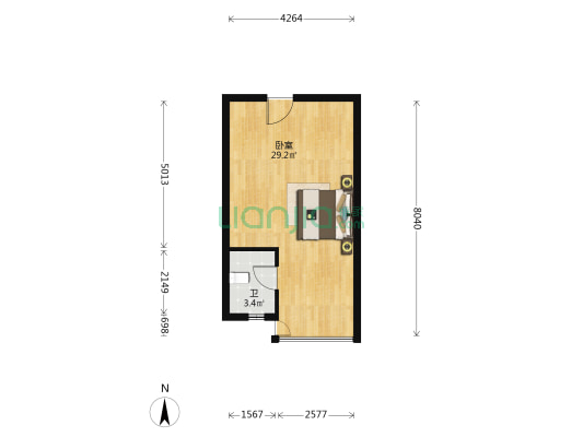 宝裕广场 1室0厅1卫 50平方