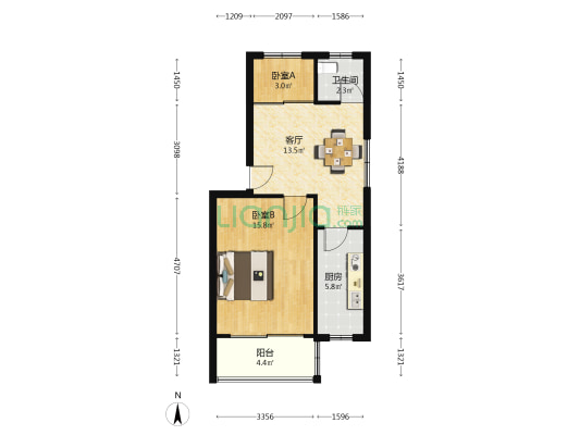 振阳街 2室1厅1卫 57平方