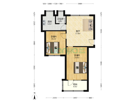 省外经委宿舍 2室1厅1卫 65平方