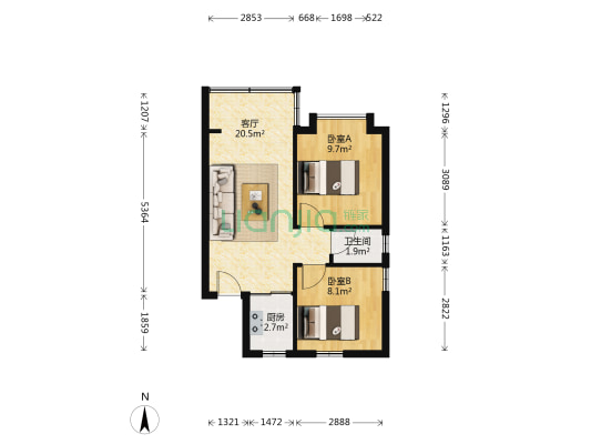 教工新村 2室1厅1卫 51平方