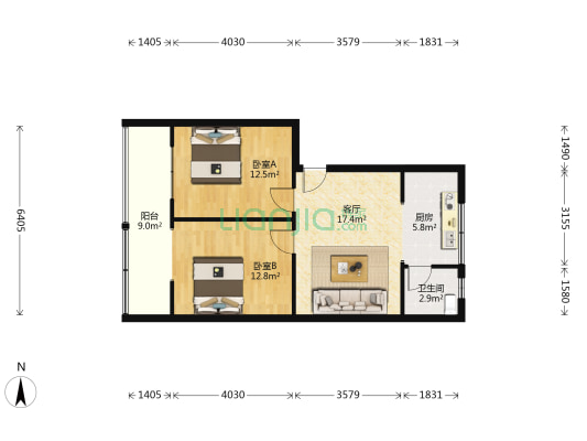 圣谕亭巷100号 2室1厅1卫 68平方