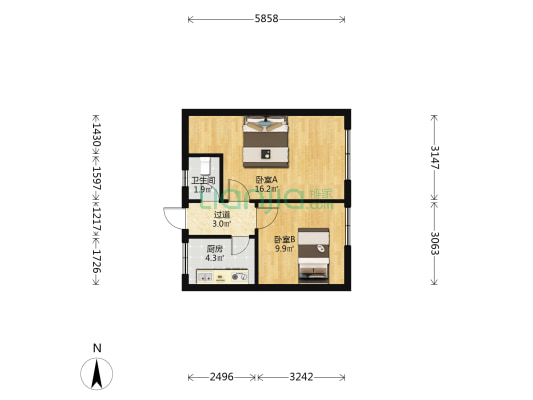 水西关南街南二巷9号 2室0厅1卫 50平方