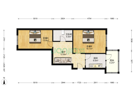 天鹅小区 2室1厅1卫 79平方